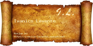 Ivanics Levente névjegykártya